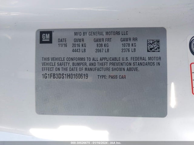 Chevrolet Camaro 1lt 2017 1G1FB3DS1H0160619 Image 9