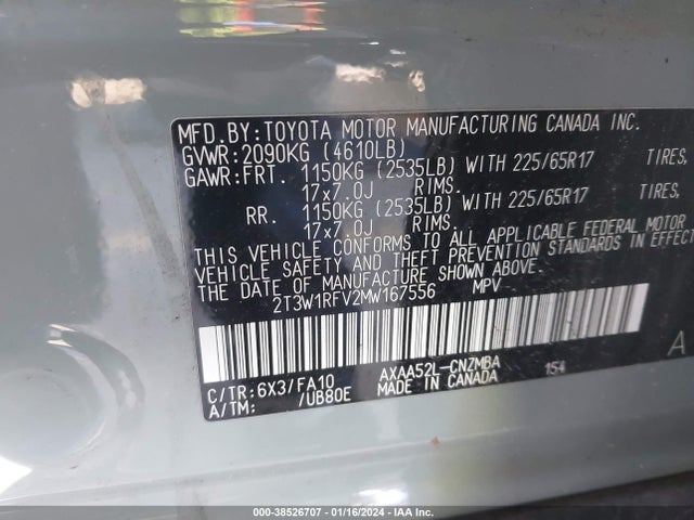 Toyota Rav4 Xle 2021 2T3W1RFV2MW167556 Image 9