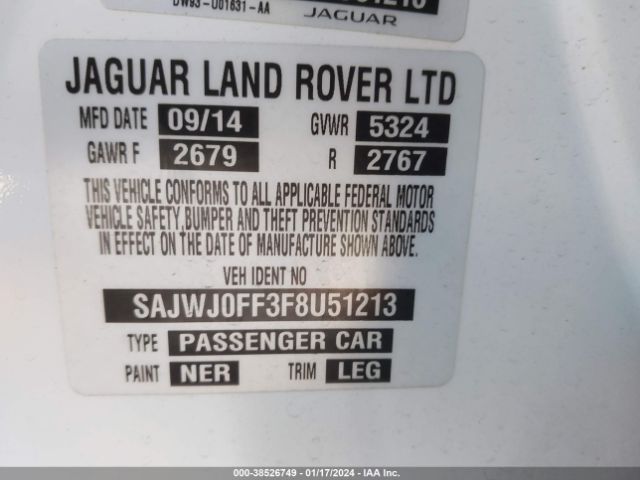 SAJWJ0FF3F8U51213 Jaguar Xf 3.0 Portfolio/3.0 Sport