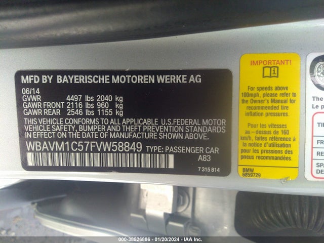 BMW X1 Sdrive28i 2015 WBAVM1C57FVW58849 Image 9