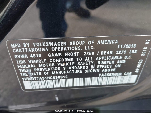 1VWDT7A31HC036913 Volkswagen Passat 1.8t R-line