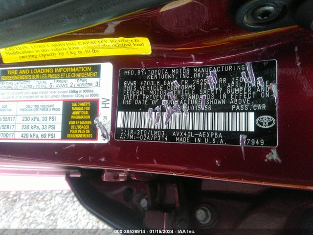 2013 TOYOTA AVALON HYBRID LIMITED VIN: 4T1BD1EB2DU015056