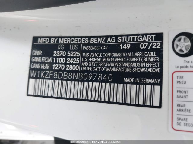 W1KZF8DB8NB097840 Mercedes-Benz E 350