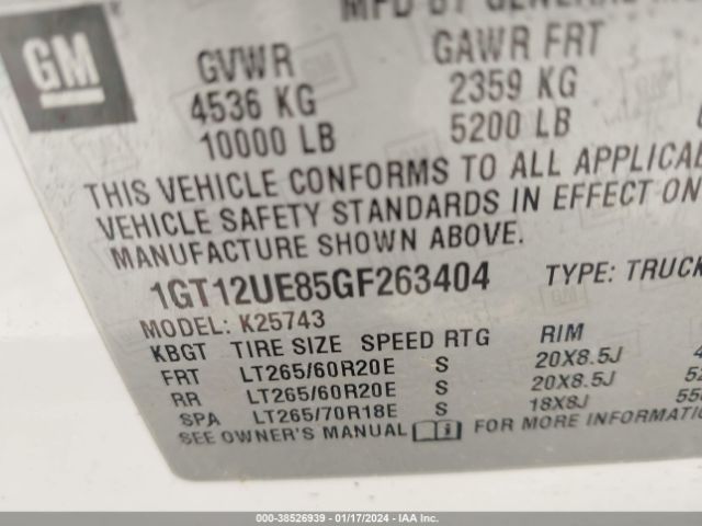 1GT12UE85GF263404 GMC Sierra 2500hd Denali