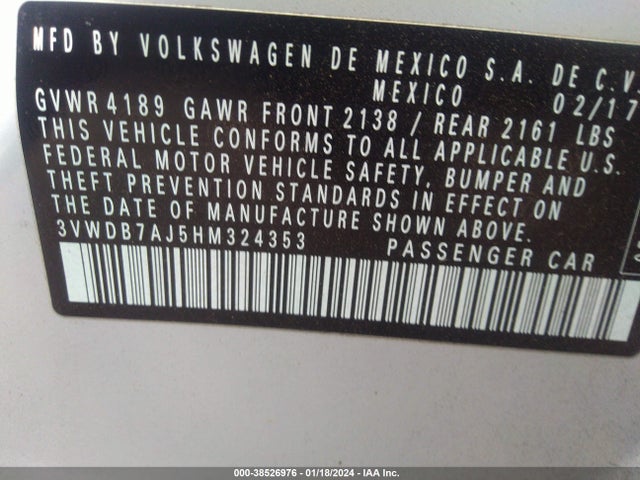 3VWDB7AJ5HM324353 Volkswagen Jetta 1.4t Se