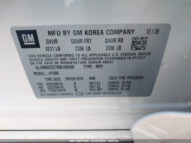 KL4MMDS27MB109460 Buick Encore Gx Fwd Select