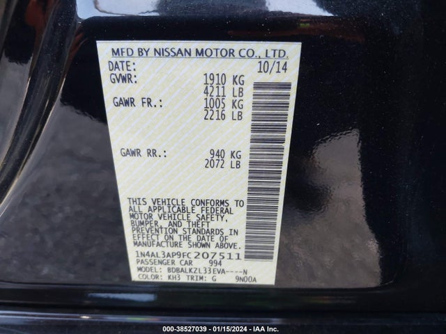Nissan Altima 2015 1N4AL3AP9FC207511 Image 21