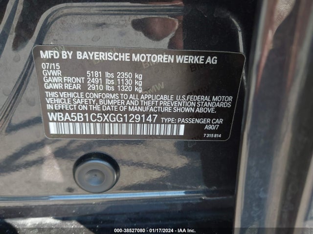 BMW 535i 2016 WBA5B1C5XGG129147 Image 9