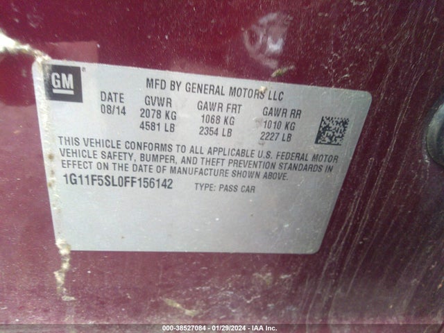 Chevrolet Malibu 1lz 2015 1G11F5SL0FF156142 Image 9