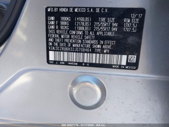3CZRU6H32JG708464 Honda HR-V LX