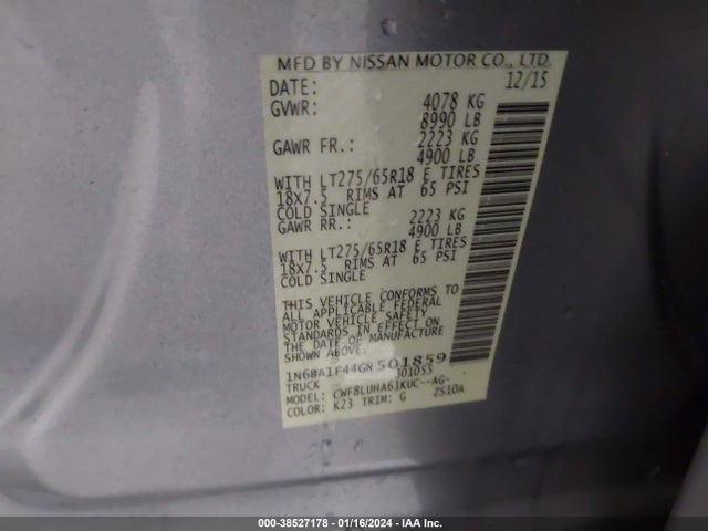 1N6BA1F44GN501859 Nissan Titan Xd Pro-4x Diesel