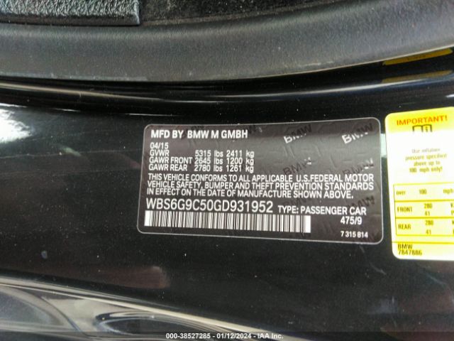 WBS6G9C50GD931952 BMW M6