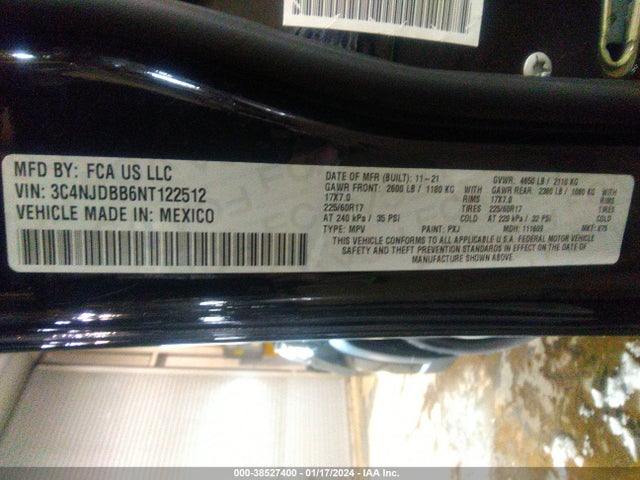 2022 JEEP COMPASS LATITUDE 4X4 VIN: 3C4NJDBB6NT122512