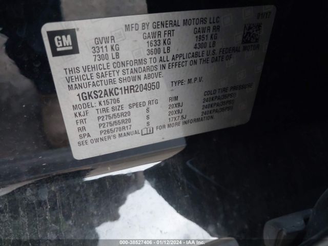 1GKS2AKC1HR204950 GMC YUKON SLE