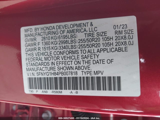 Honda Pilot Awd Elite 2023 5FNYG1H84PB007818 Image 9