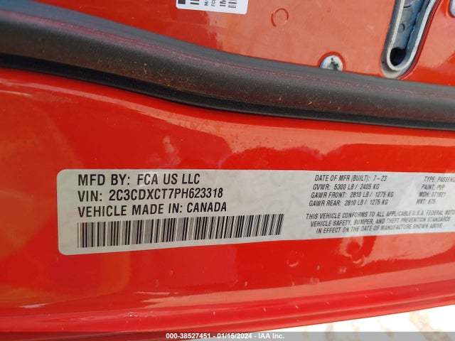 Dodge CHARGER R/T 2023 2C3CDXCT7PH623318 Image 9