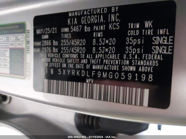 2021 KIA SORENTO 5XYRKDLF9MG059198 Photo 8