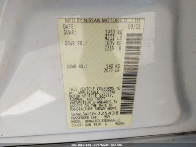 Nissan Altima 2.5 S 2014 1N4AL3AP1EN225438 Image 9