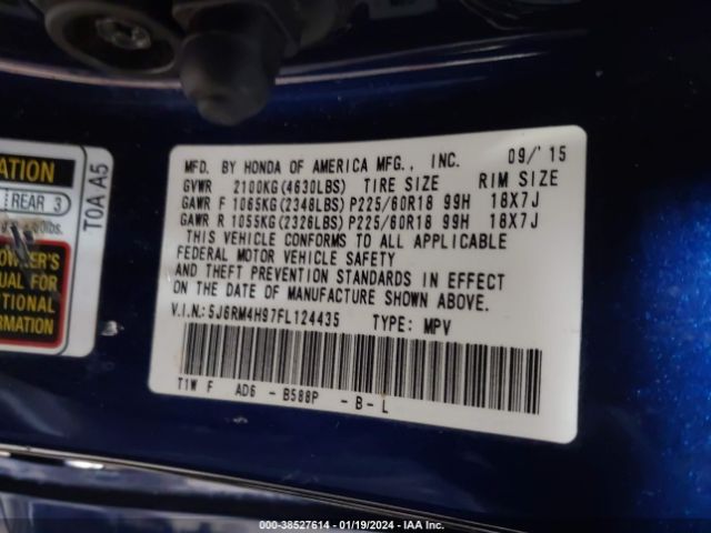 5J6RM4H97FL124435 Honda Cr-v Touring
