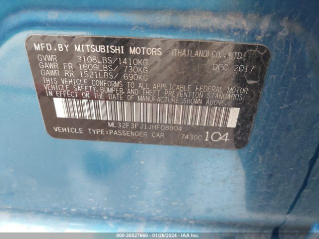 2018 MITSUBISHI MIRAGE G4 ML32F3FJ1JHF08804 Photo 8