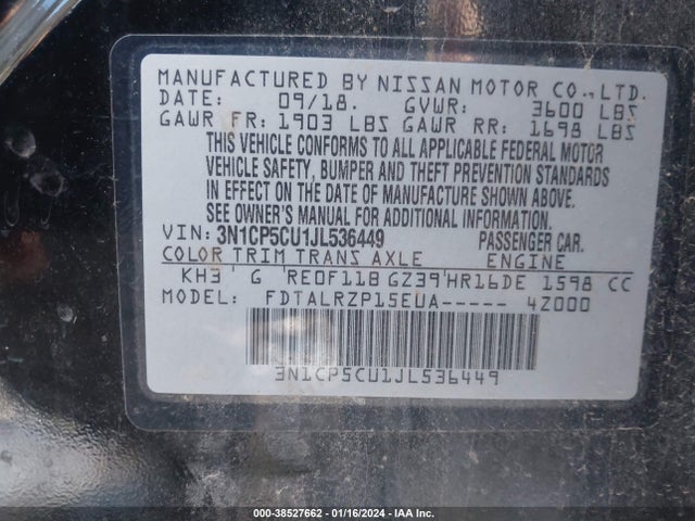 Nissan KICKS S 2018 3N1CP5CU1JL536449 Image 9