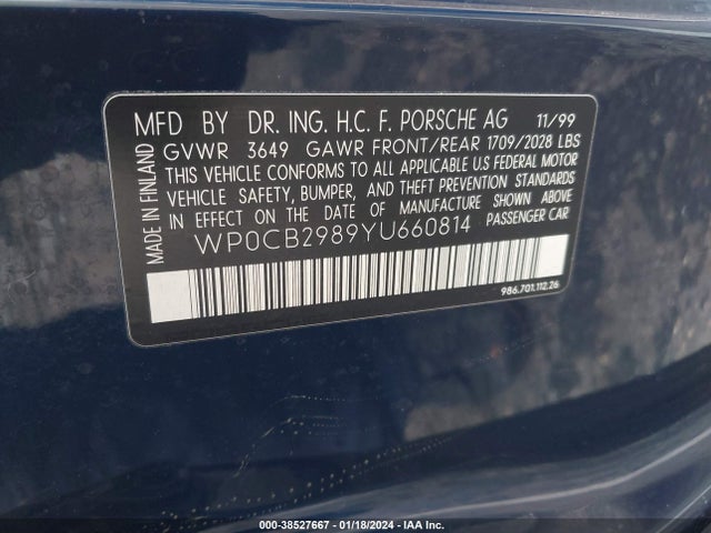 2000 PORSCHE BOXSTER WP0CB2989YU660814 Photo 8