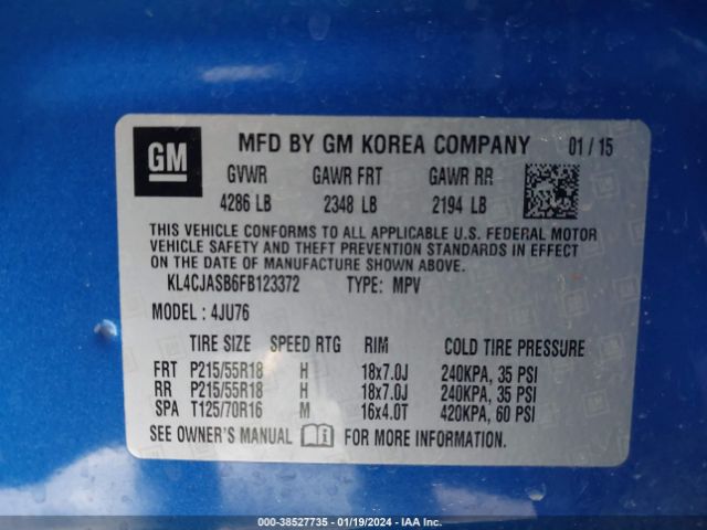 KL4CJASB6FB123372 Buick Encore