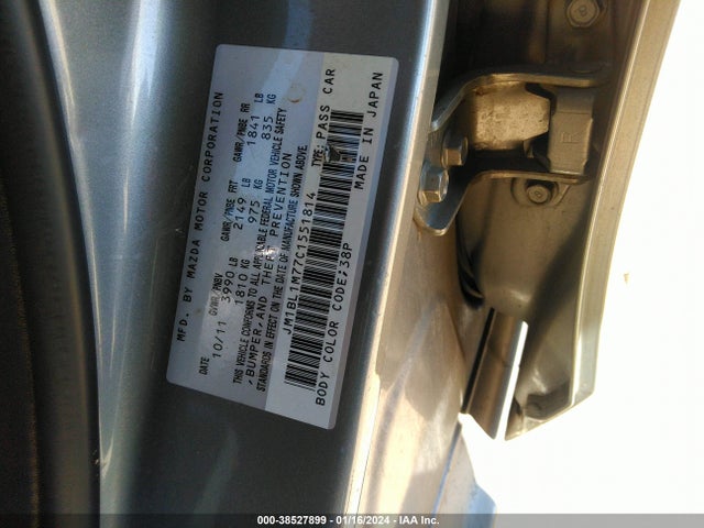 2012 MAZDA MAZDA3 I GRAND TOURING VIN: JM1BL1M77C1551814
