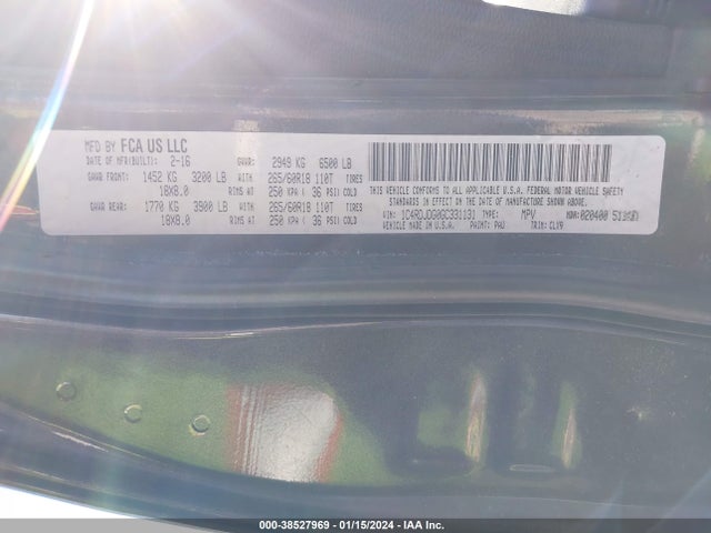 Dodge DURANGO LIMITED 2016 1C4RDJDG0GC331131 Image 9