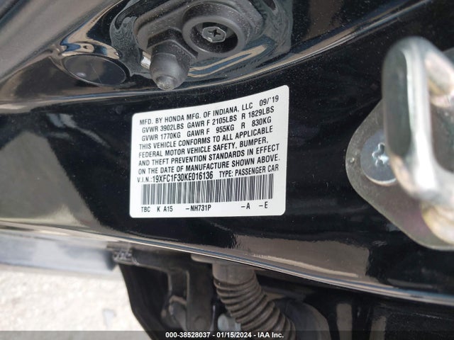 Honda CIVIC EX 2019 19XFC1F30KE016136 Image 9