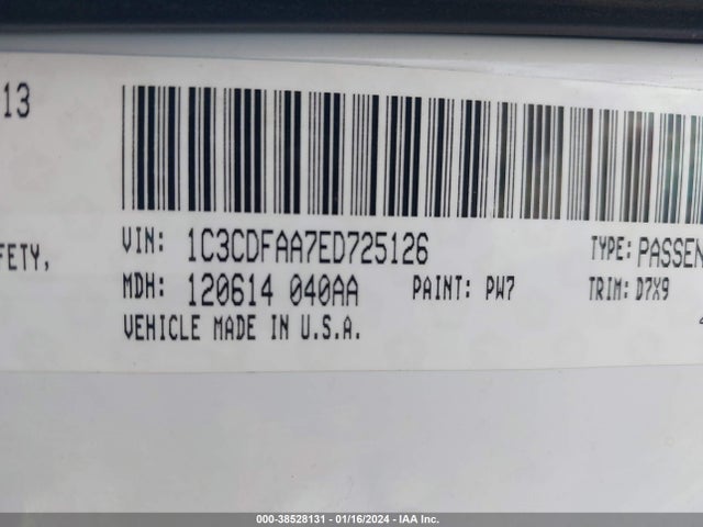 Dodge DART SE 2014 1C3CDFAA7ED725126 Image 9