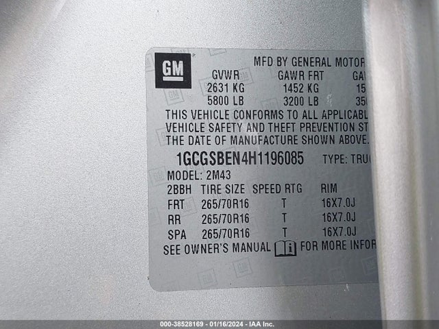Chevrolet Colorado Wt 2017 1GCGSBEN4H1196085 Image 9