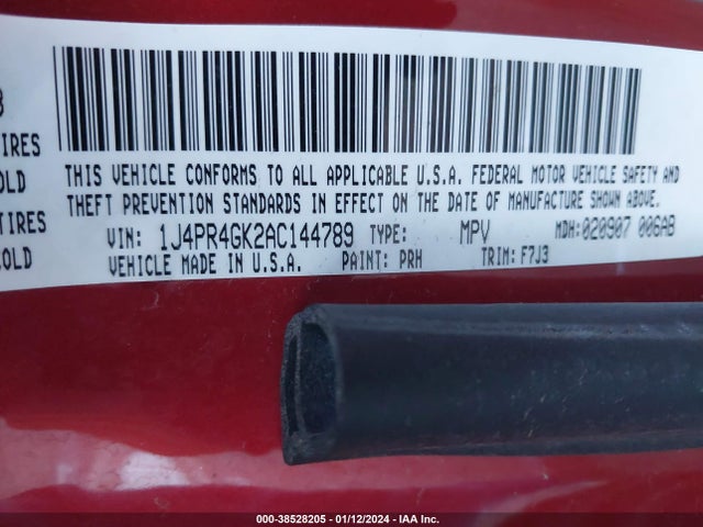 2010 JEEP GRAND CHEROKEE LAREDO VIN: 1J4PR4GK2AC144789