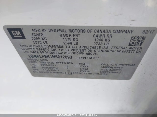 Chevrolet EQUINOX LT 2017 2GNFLFEK1H6312093 Image 9