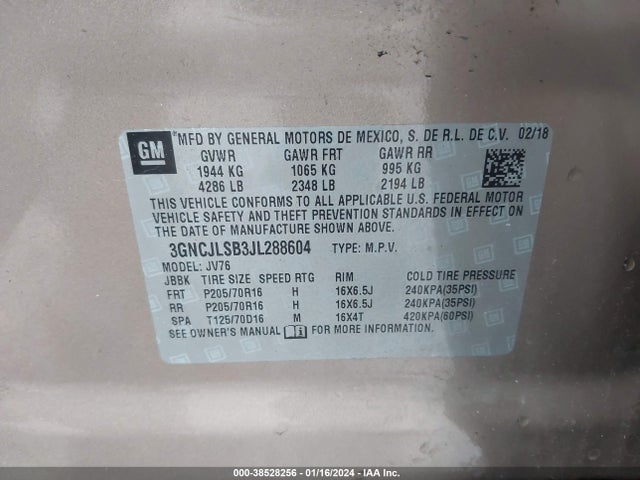 Chevrolet Trax Lt 2018 3GNCJLSB3JL288604 Image 9