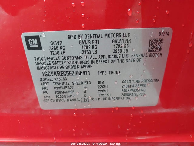 2014 CHEVROLET SILVERADO 1500 1LT VIN: 1GCVKREC5EZ386411