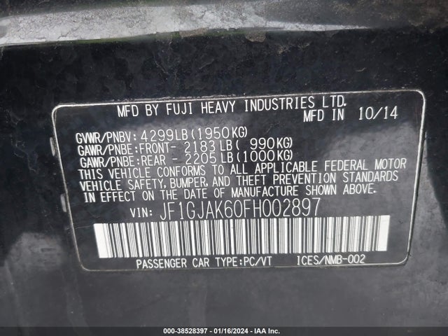 JF1GJAK60FH002897 Subaru Impreza 2.0i Premium