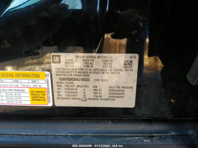 1GNKRGKD6HJ108353 Chevrolet Traverse 1lt