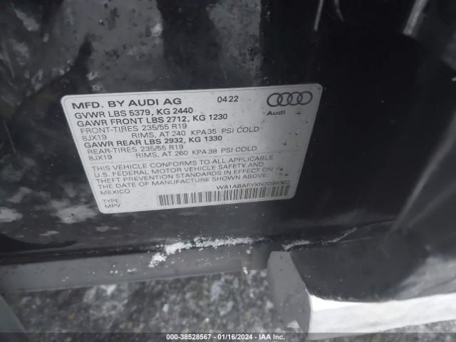 WA1ABAFYXN2098302 Audi Q5 Premium 40 Tfsi Quattro S Tronic