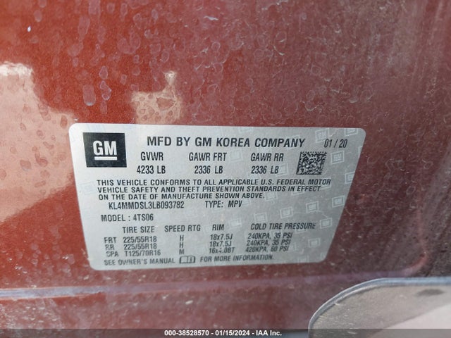 KL4MMDSL3LB093782 Buick Encore Gx Fwd Select
