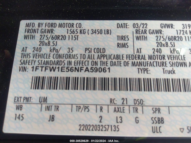 Ford F-150 Xl 2022 1FTFW1E56NFA59061 Image 9