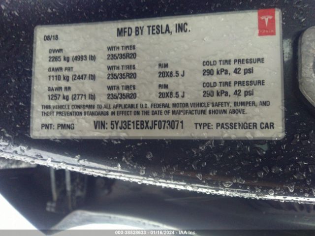 5YJ3E1EBXJF073071 Tesla Model 3 Long Range/performance
