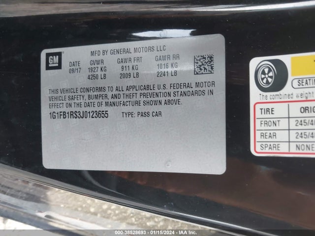 Chevrolet Camaro 1lt 2018 1G1FB1RS3J0123655 Image 9