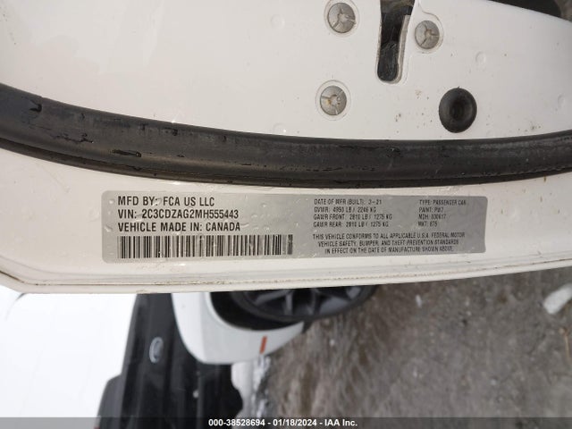 Dodge Challenger Sxt 2021 2C3CDZAG2MH555443 Image 9
