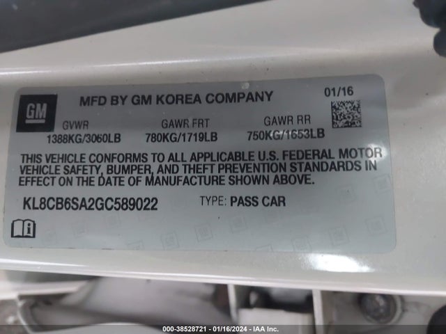 Chevrolet Spark Ls Cvt 2016 KL8CB6SA2GC589022 Image 9
