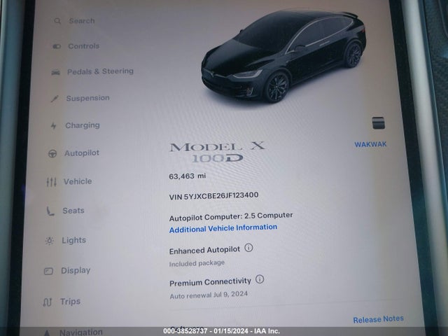 5YJXCBE26JF123400 Tesla Model X 100d/75d/p100d