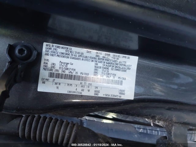 Ford FOCUS SE 2016 1FADP3F26GL209359 Image 9