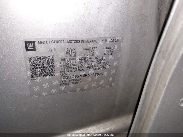 Chevrolet CRUZE LS 2019 3G1BC6SM8KS523676 Image 9