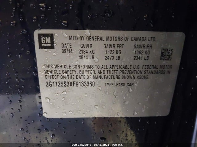 Chevrolet Impala 2lt 2015 2G1125S3XF9133360 Image 9