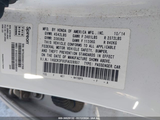 Honda Accord Touring 2015 1HGCR3F90FA009957 Image 9